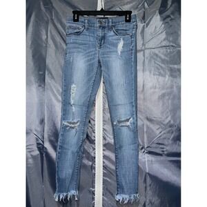 Express Performance Stretch Cropped Legging Jeans Mid Rise Light Wash Size 2